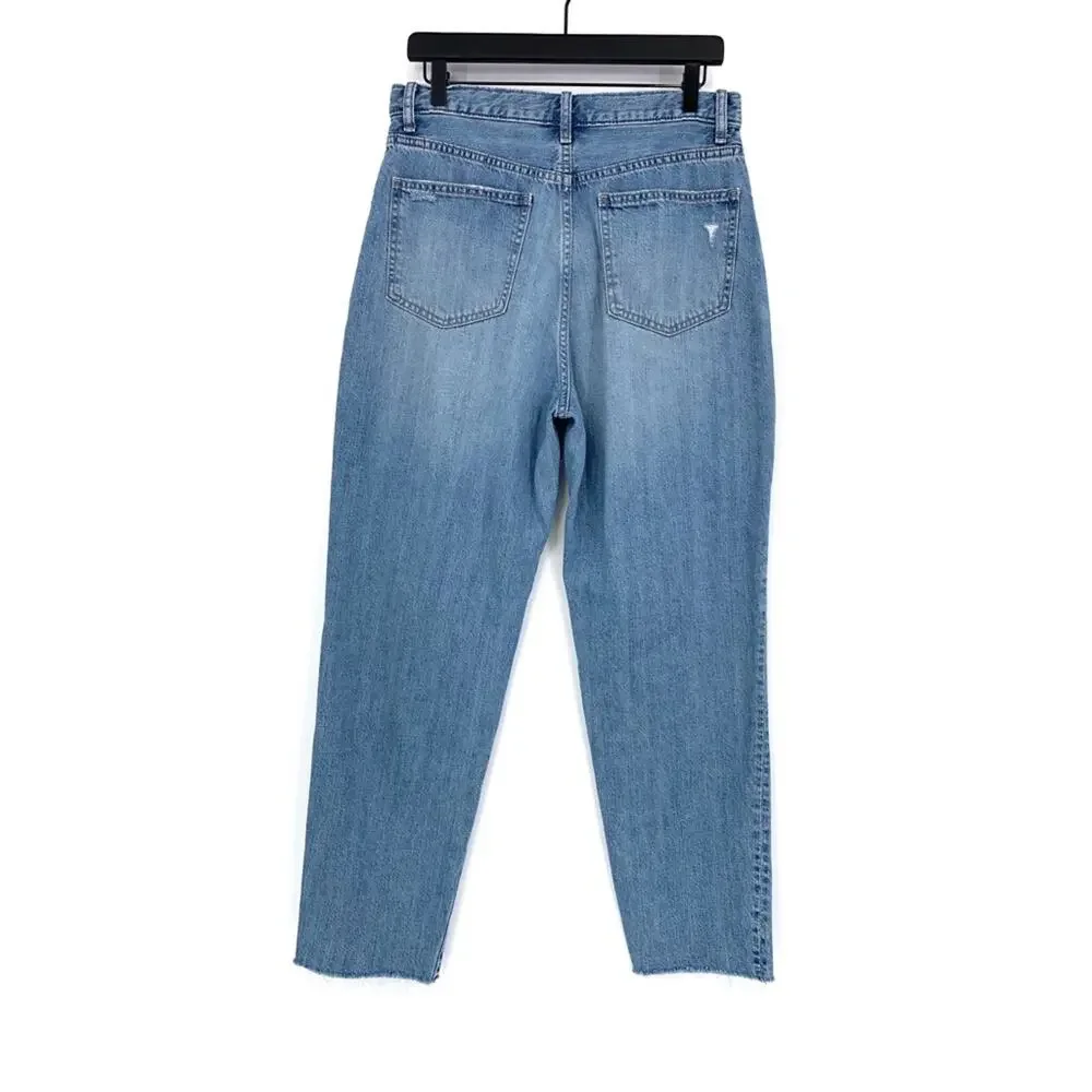 UNIQLO Peg Top High Rise Damaged Jeans Blue Denim 29